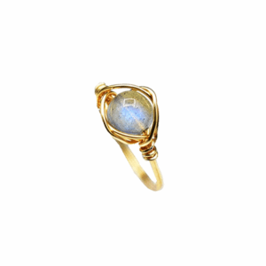 Star Mirror Ring — Grey Labradorite Sterling Ring — Halo of Illusion