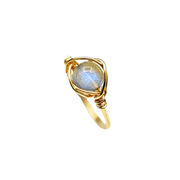 Star Mirror Ring — Grey Labradorite Sterling Ring — Halo of Illusion