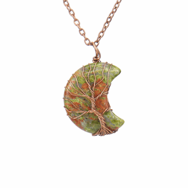 Lunar Tree Pendant — Wire Wrapped Fusion Stone Necklace — Wish of the Moon