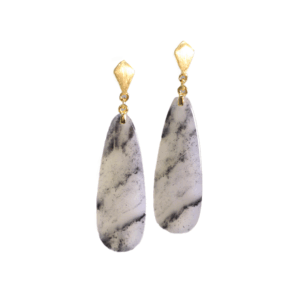 Echo of Grace — Tourmaline Quartz Blue Floral Stud Earrings