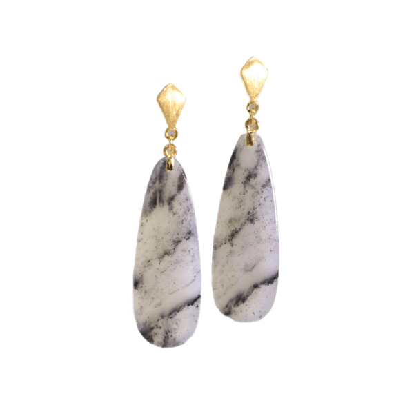 Echo of Grace — Tourmaline Quartz Blue Floral Stud Earrings