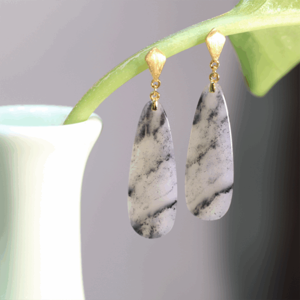 Echo of Grace — Tourmaline Quartz Blue Floral Stud Earrings