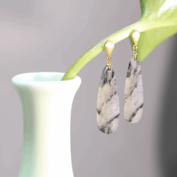 Echo of Grace — Tourmaline Quartz Blue Floral Stud Earrings