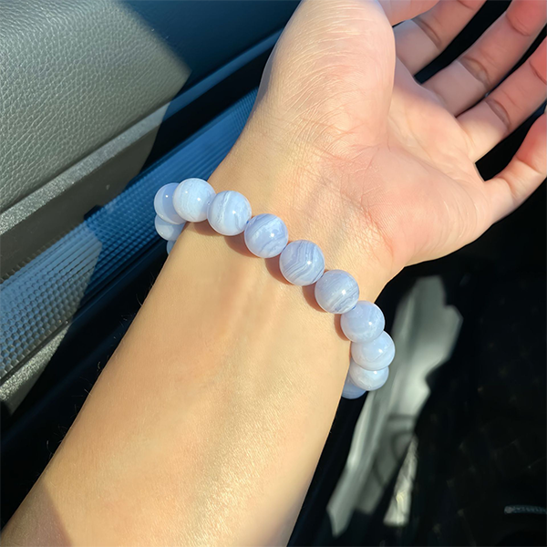 Natural Blue Agate Bracelet | Stone of Tranquility and Communication