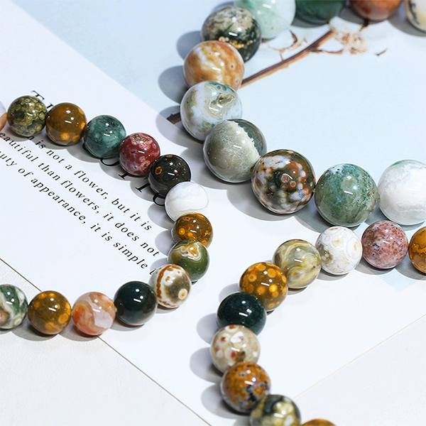 Natural Ocean Jasper Bracelet | Energy Stone of Emotional Balance and Spiritual Healing