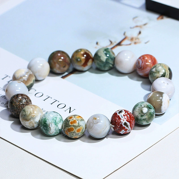 Natural Ocean Jasper Bracelet | Energy Stone of Emotional Balance and Spiritual Healing
