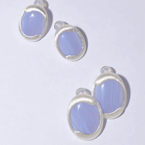 Lightshore Studs — blue lace agate earrings