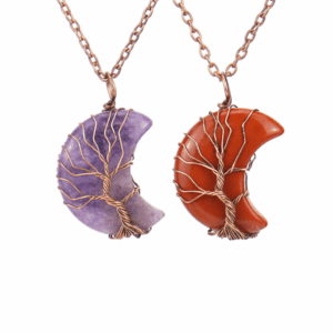 Lunar Grove Necklace — crystal tree of life pendant