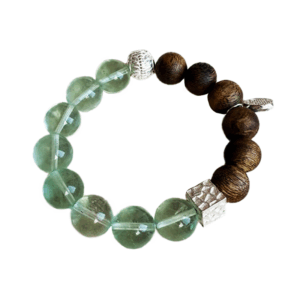 Natural Wooden Bead & Green Fluorite Bracelet——A Harmony of Nature and Modern Energy