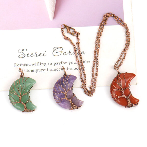 Lunar Grove Necklace — crystal tree of life pendant