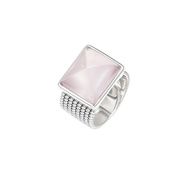 Elegant Guardian——Silver Ring with Rose Quartz