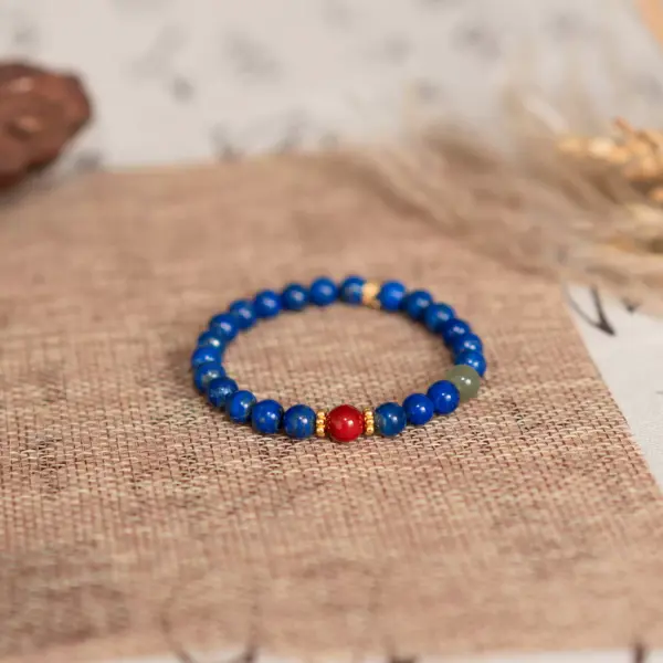 Wisdom Flame Bracelet — lapis lazuli & red agate bracelet
