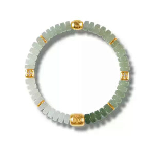 Elegant Harmony——Jade & Gold-Tone Crystal Bracelet