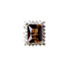 Radiant Balance——Square-Cut Smoky Quartz Open Ring in Silver with Diamonds
