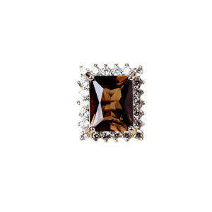 Radiant Balance——Square-Cut Smoky Quartz Open Ring in Silver with Diamonds