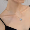 Ocean Whisper——Natural Aquamarine Necklace in Sterling Silver，The Blue Healer of the Soul
