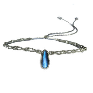 Mystic Drop of Light——Vintage Labradorite Teardrop Necklace