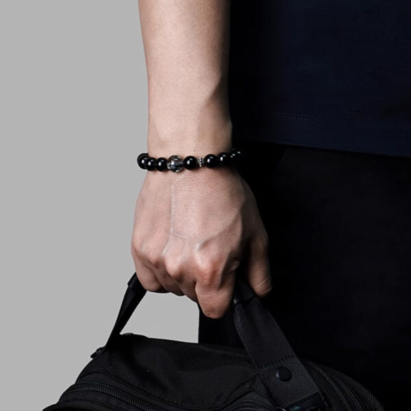 Shadow Glow——Black Tourmaline & Rutile Quartz Beaded Bracelet