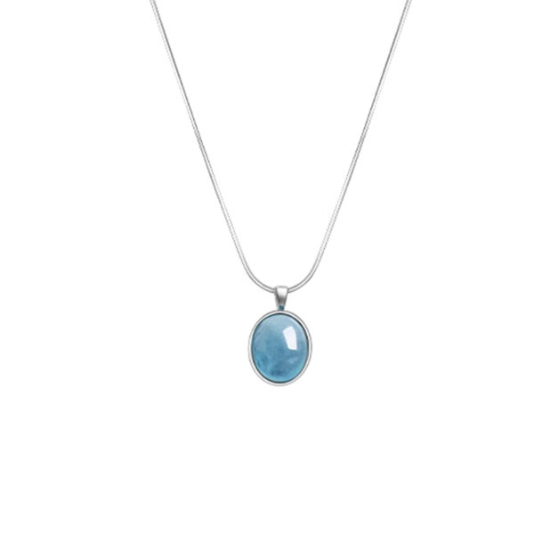 Ocean Whisper——Natural Aquamarine Necklace in Sterling Silver，The Blue Healer of the Soul