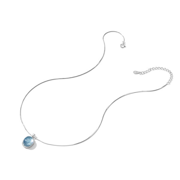Ocean Whisper——Natural Aquamarine Necklace in Sterling Silver，The Blue Healer of the Soul