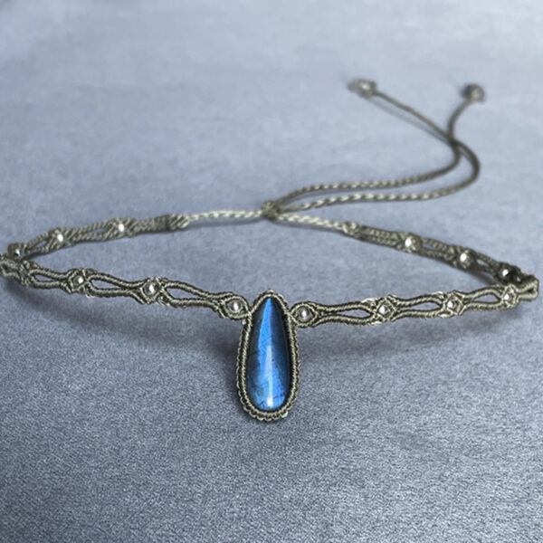 Mystic Drop of Light——Vintage Labradorite Teardrop Necklace