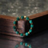 Faceted Malachite and Gold Beaded Ring——Natural Healing Stone