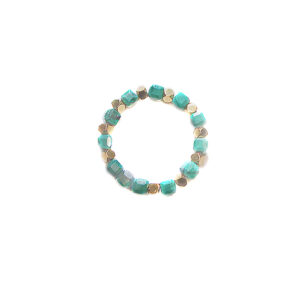 Faceted Malachite and Gold Beaded Ring——Natural Healing Stone