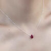 Spiritual Teardrop Gemstone Necklace——Deep Green Jade & Warm Red Agate