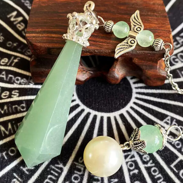 Serene Light · Aventurine Crystal Pendant——Hex Prism Cut with Angel & Star Charms