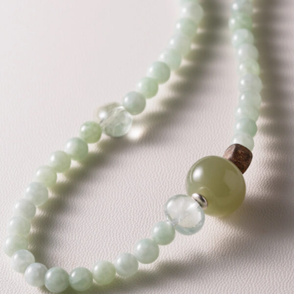 Harmony in Nature——Double-Wrap Bracelet with Jade, Nephrite, Fluorite & Wood Beads