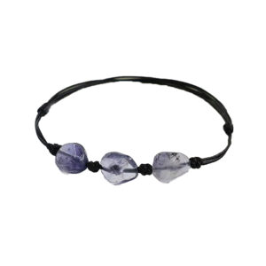 "Stone of Inner Navigation" Raw Iolite Crystal Cord Bracelet——Midnight Veil · Mistlight Hue