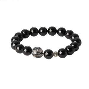 Shadow Glow——Black Tourmaline & Rutile Quartz Beaded Bracelet
