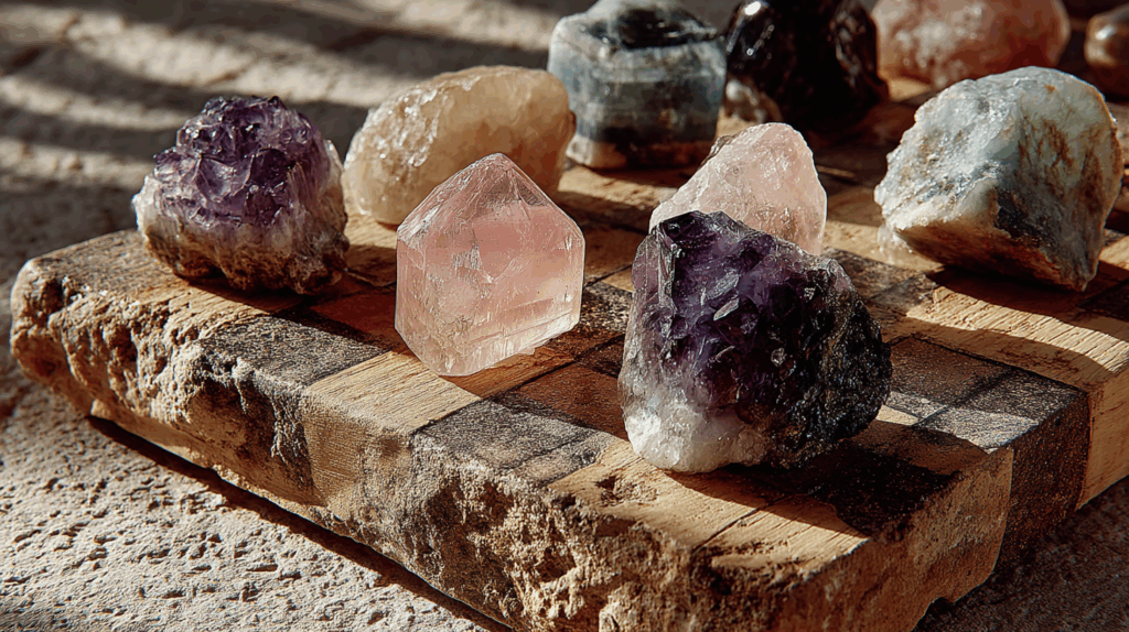 🌹 Rose Quartz Rituals: Daily Practices for Love, Peace & Balance 4 nimmble0570 Close up of a geometric grid board with clear quart d5e4e6e4 e96a 4af3 9499 6ee478a2fcf4 1