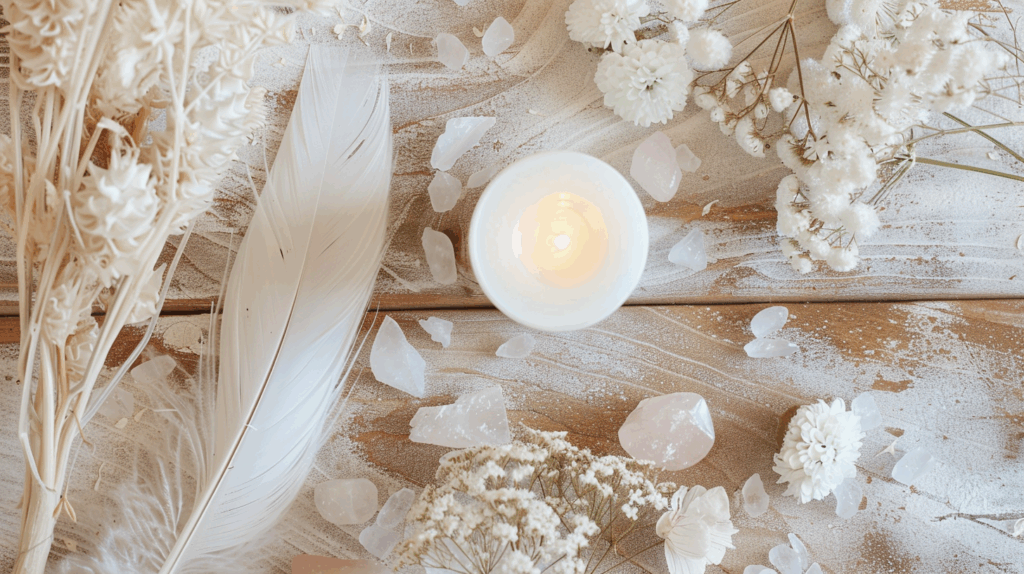 ✨ Angel Aura Quartz: Daily Practices for Love, Peace & Balance 2 nimmble0570 Crystal altar featuring Angel Aura Quartz white can a9d3b012 c1b6 49e9 b159 69c23344fe04