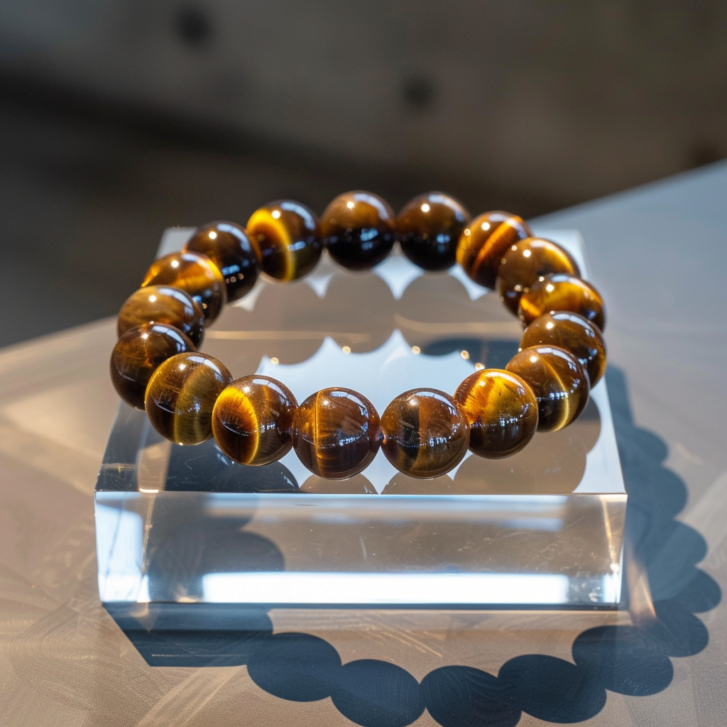 popka240015 Tiger eye bracelet elevated at 45 degree angle on a 20f414f1 d74d 4ea9 88bd a23722f50bc6