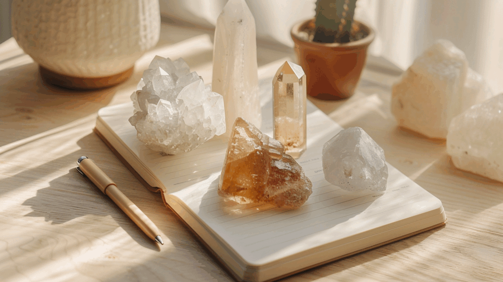 📚 Elevate Your Study Sessions: The Best Crystals for Studying 4 popka240015 minimalist flatlay of a study desk with fluorite cl 832389e9 a865 427d ab50 3c5ea47fe5a8 1024x574 1