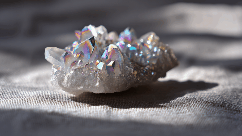Is Angel Aura Quartz Your Spiritual Match? Take the Quiz Now 3 syngulaerity0318 Sunlight hitting an Angel Aura Quartz cluster b54074fc 8254 4c6d 95bd b25248e7e3a2 1024x574 1