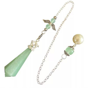 Serene Light · Aventurine Crystal Pendant——Hex Prism Cut with Angel & Star Charms