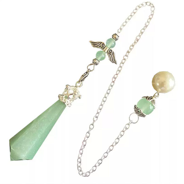 Serene Light · Aventurine Crystal Pendant——Hex Prism Cut with Angel & Star Charms