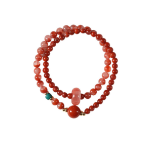 Sun Ember Wrap — red agate double wrap bracelet