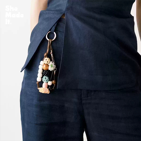 Earthflow Harmony — Boho Keychain Accessory with Natural Stone & Wood Beads