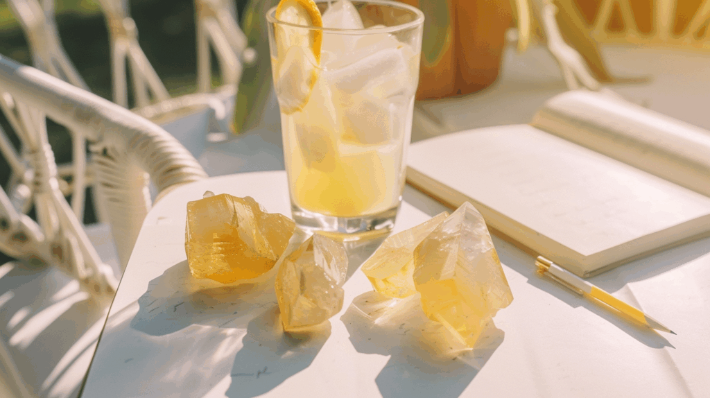 Unlock Your Radiance: The Ultimate Guide to Summer Crystal Healing & The Best Crystals for Summer Energy 2 grwthxxxh3517 Citrine points arranged around a glass of lemonad 868a4558 ffcd 4212 bccc 327627703a32
