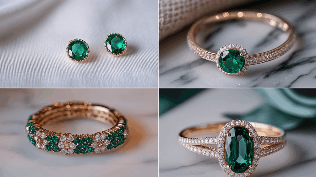 "7 Powerful Ways to Elevate Your Spring Style with Emerald Renewal" 2 nimmble0570 A four panel flat lay top left emerald stud earri d008c1d0 a6dd 4a6b 95dc bab8455f7acf
