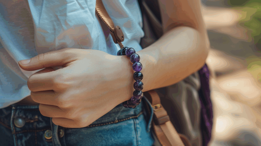 Crystal Travel Guide: Protect Your Energy on Every Summer Adventure 4 sintkeinkka A close up of someone wearing a crystal bracelet am fd8514ec 9ec0 4582 af52 4c676ec14e11