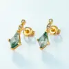 Verdant Whisper Studs — Moss Agate Earrings