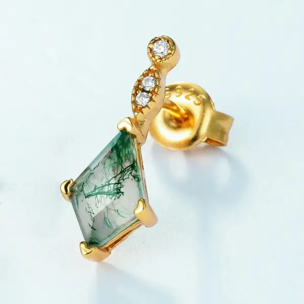 Verdant Whisper Studs — Moss Agate Earrings
