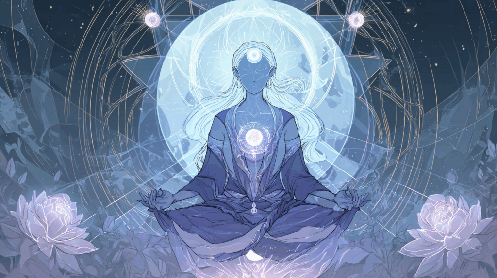 Pearl and Moonstone Power: Unlock June’s Most Enchanting Healing Gems 4 brandoni0438 An illustration style figure lying in meditation p 120dabe5 f7c3 4c09 a8b9 fbb5a6224153