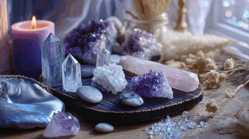Moonlight Healing: Best Crystals for Evening Energy & Sleep Rituals 3 sintkeinkka A dreamy nighttime altar scene bathed in moonlight. a9d5ea75 e4d4 4a7a 9bb8 2a6f7c4c1dbb