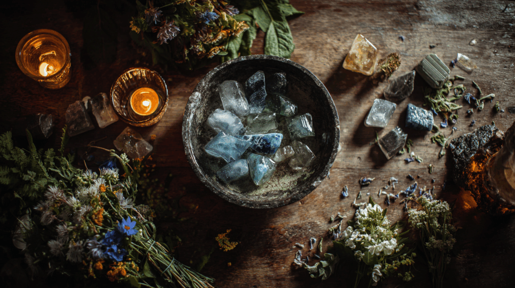 Must-Have Forgotten Crystals That Supercharge Your Summer Rituals 4 sintkeinkka flat lay of forgotten crystals with fire herbs and 69ffe1ec 66fd 40b3 9b4e 3c8072fcfab9