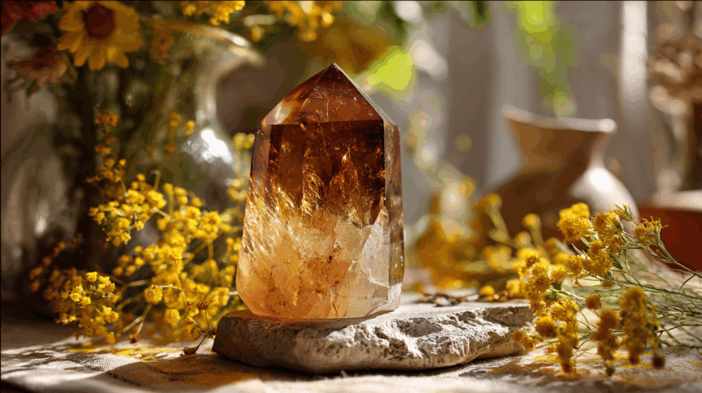 Must-Have Forgotten Crystals That Supercharge Your Summer Rituals 3 sintkeinkka glowing amber crystal resting on a summer altar wit e407ff36 4949 43b9 8a12 bd51c365ffbc